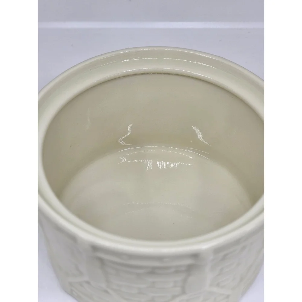 Longaberger Drum Crock‎ Ivory Woven Traditions Lidded Jar Canister USA Cottage